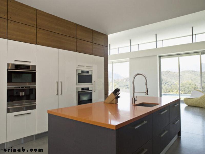 کابینت آشپزخانه چوبی رنگ آمیزی شده در سبک مدرن