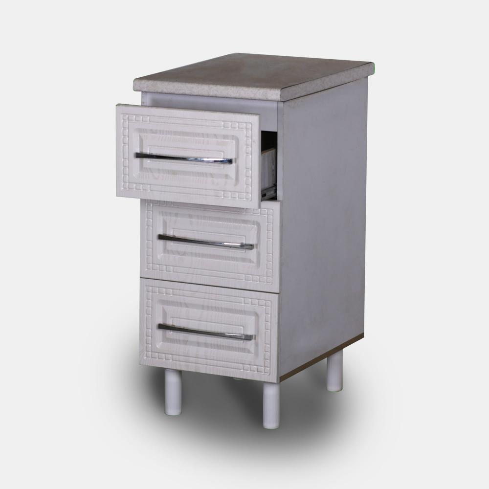 کابینت زمینی ممبران سفید صدفی سه کشو