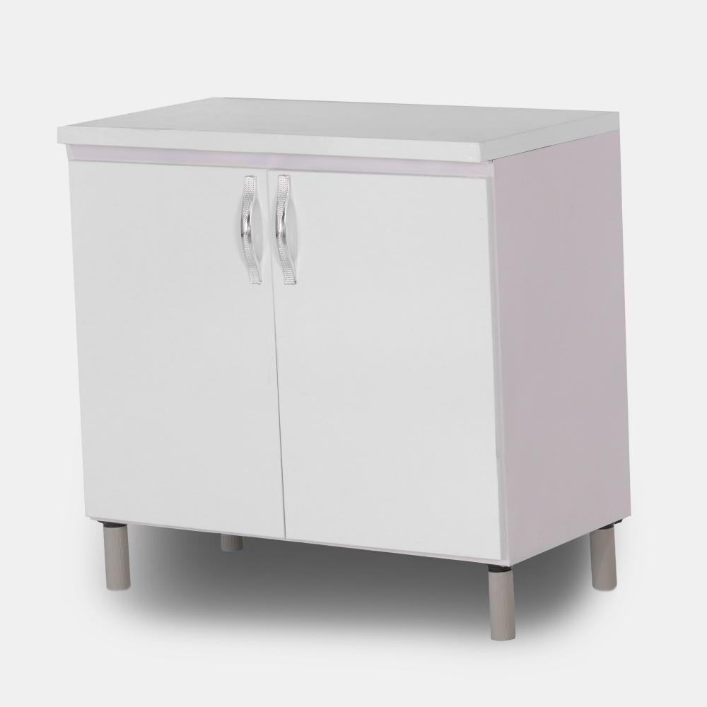 کابینت پیش ساخته فلزی درب چوبی رنگ سفید 90 سانت زمینی