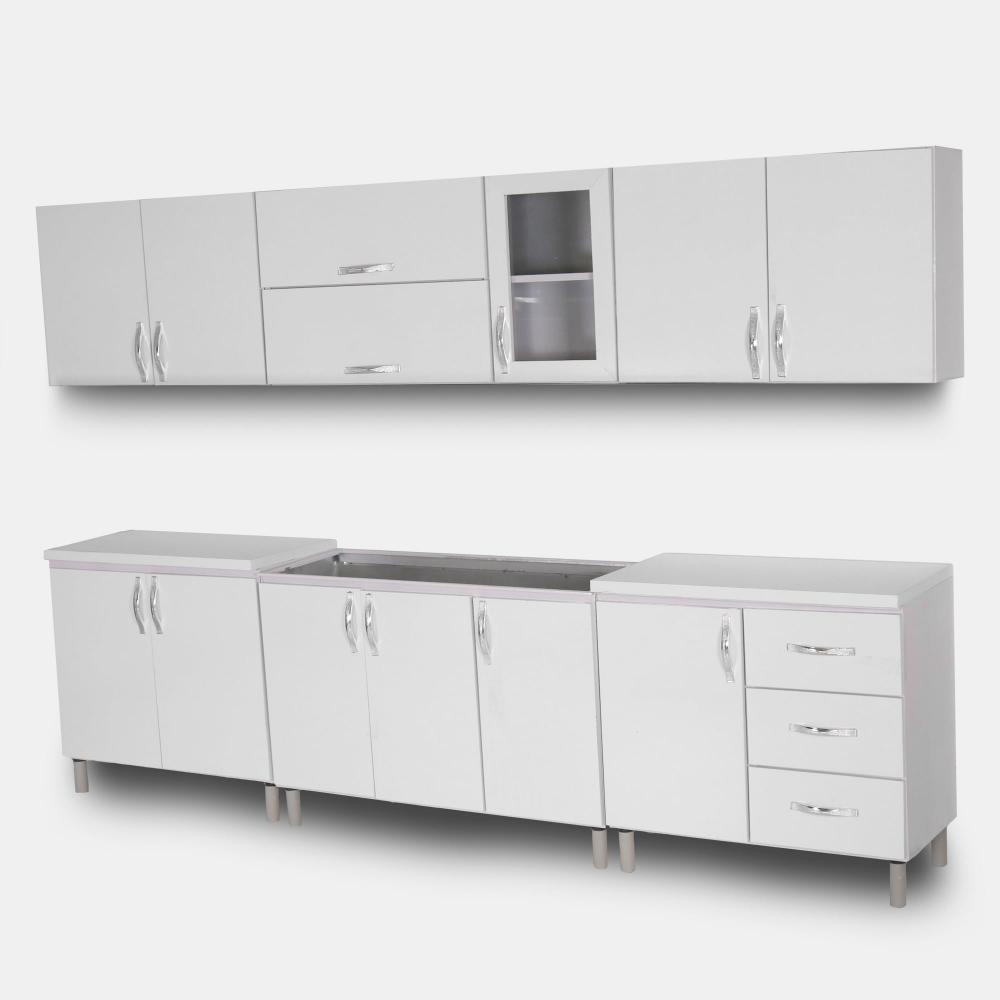 سرویس 6 متری کابینت آماده فلزی گالوانیزه درب چوبی