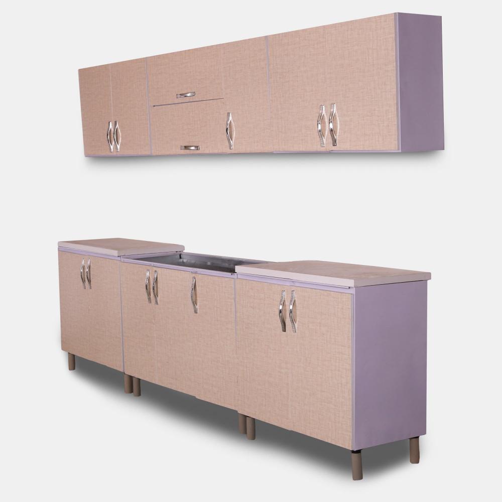 کابینت آشپزخانه پیش ساخته فلزی درب چوبی رنگ شاین